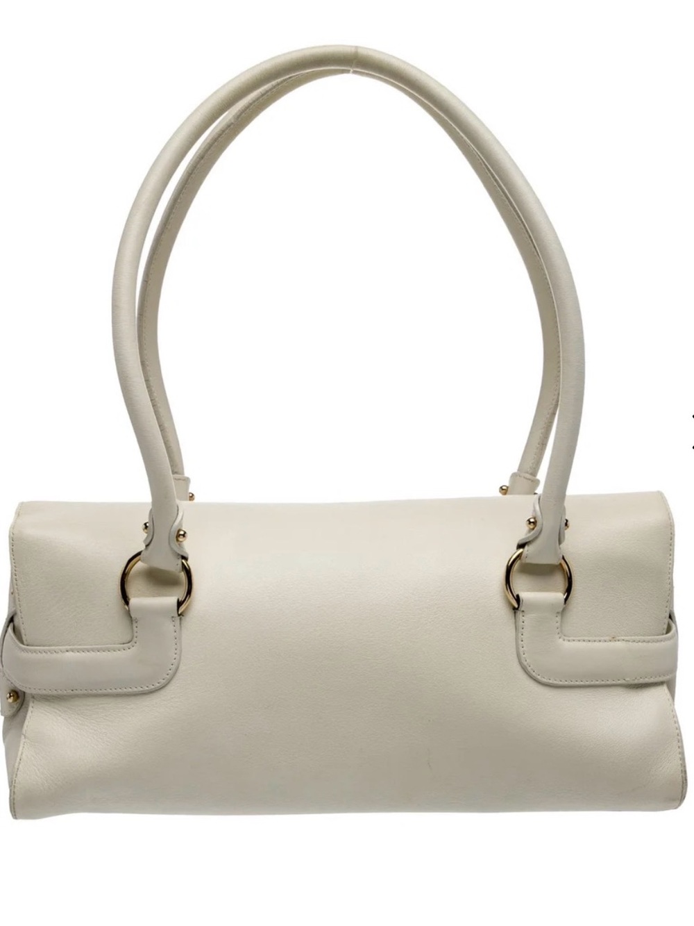 Salvatore Ferragamo Cream Leather Shoulder Bag with Gold Hardware - Picture 4 of 5